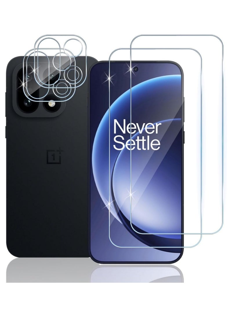 أداندو [2+2] واقي شاشة زجاجي مقوى متوافق مع OnePlus 15 5G + واقي عدسة الكاميرا، مقاوم للخدوش، خالٍ من الفقاعات، شفاف عالي الوضوح، صلابة 9H - Image 1