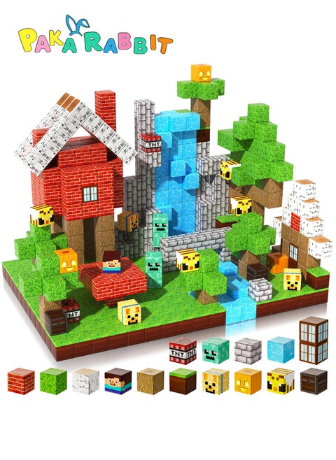 Magnetic Building Blocks | 100 Pieces Magnetic Building Blocks Game, Construction Toys for Boys and Girls Ages 3-4, 5 6 7 8 9 10, STEM Montessori Stacking Toy, Sensory Tile Building Toddler Birthday
