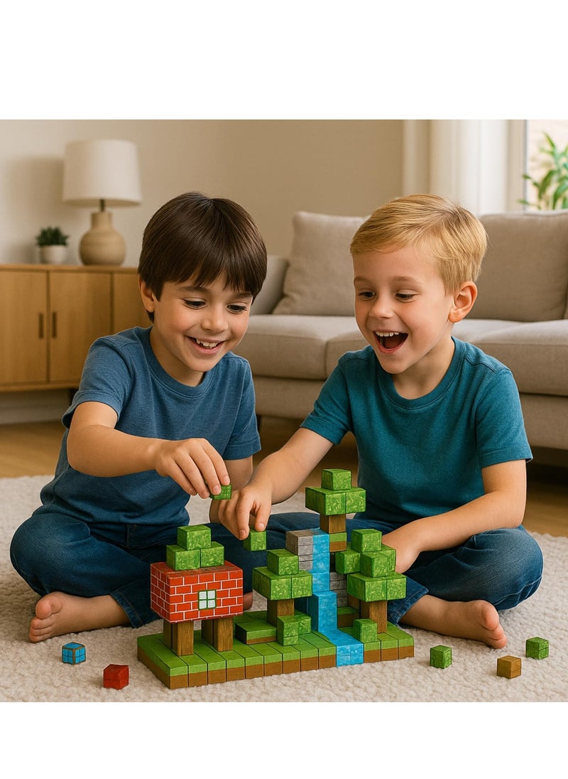 Paka Rabbit Magnetic Building Blocks | 100 Pieces Magnetic Building Blocks Game, Construction Toys for Boys and Girls Ages 3-4, 5 6 7 8 9 10, STEM Montessori Stacking Toy, Sensory Tile Building Toddler Birthday  - Image 2