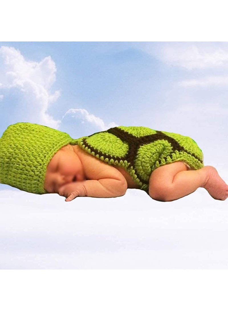 SYOSI Excefore Newborn Baby Photo Prop, Boy Girl Clothes Knitted Crochet Photography Prop Cute Handmade Turtle Costume Unisex Set Newborn Crochet Photoshoot Outfits Accessory for Baby Boys Girls 0-6 Months - Image 5