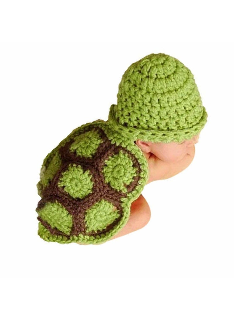 SYOSI Excefore Newborn Baby Photo Prop, Boy Girl Clothes Knitted Crochet Photography Prop Cute Handmade Turtle Costume Unisex Set Newborn Crochet Photoshoot Outfits Accessory for Baby Boys Girls 0-6 Months - Image 1