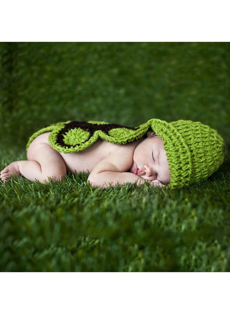 SYOSI Excefore Newborn Baby Photo Prop, Boy Girl Clothes Knitted Crochet Photography Prop Cute Handmade Turtle Costume Unisex Set Newborn Crochet Photoshoot Outfits Accessory for Baby Boys Girls 0-6 Months - Image 3