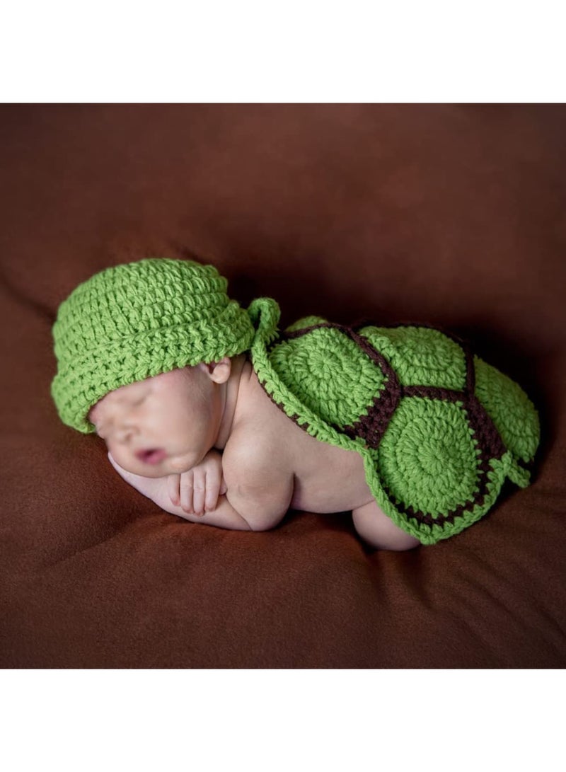SYOSI Excefore Newborn Baby Photo Prop, Boy Girl Clothes Knitted Crochet Photography Prop Cute Handmade Turtle Costume Unisex Set Newborn Crochet Photoshoot Outfits Accessory for Baby Boys Girls 0-6 Months - Image 2