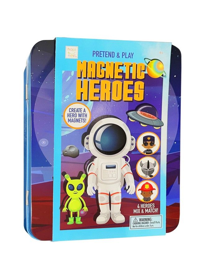 Hapinest Magnetic Heroes Pretend And Play Travel Playset Toy For Boys Ages 4 Years And Up Fireman Policeman Knight Astronaut - Image 1