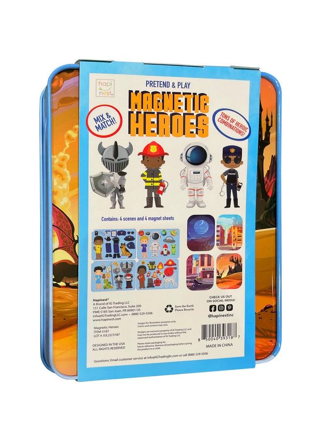 Hapinest Magnetic Heroes Pretend And Play Travel Playset Toy For Boys Ages 4 Years And Up Fireman Policeman Knight Astronaut - Image 4