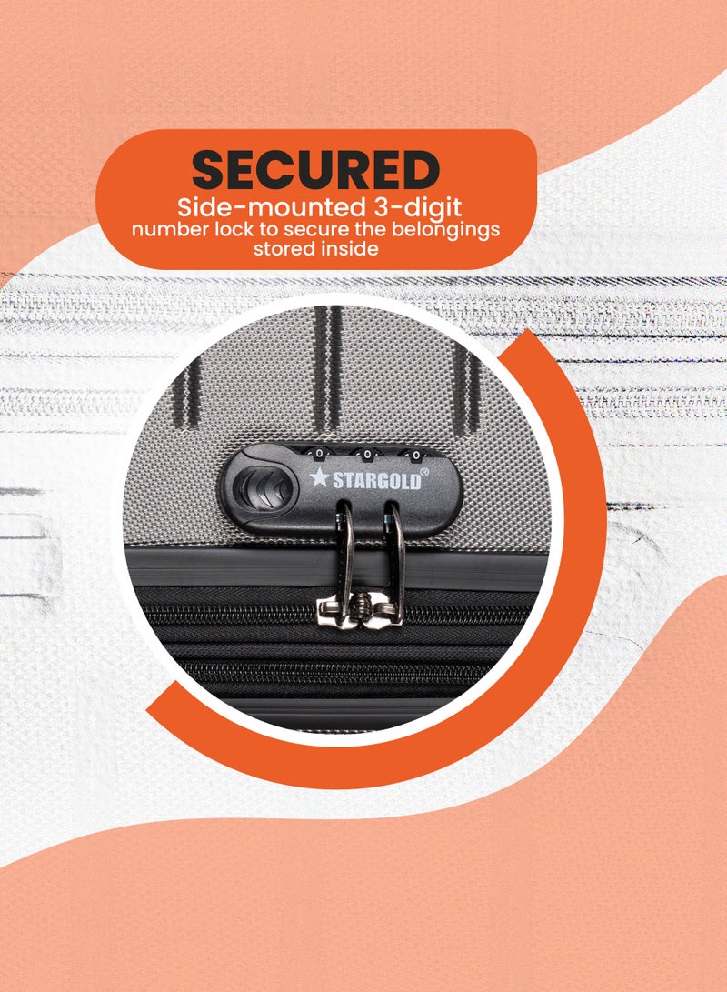 ستارجولد 4 عبوات من عربة أمتعة مقفلة ذات رقم دوار للجانب الصلب - Image 3