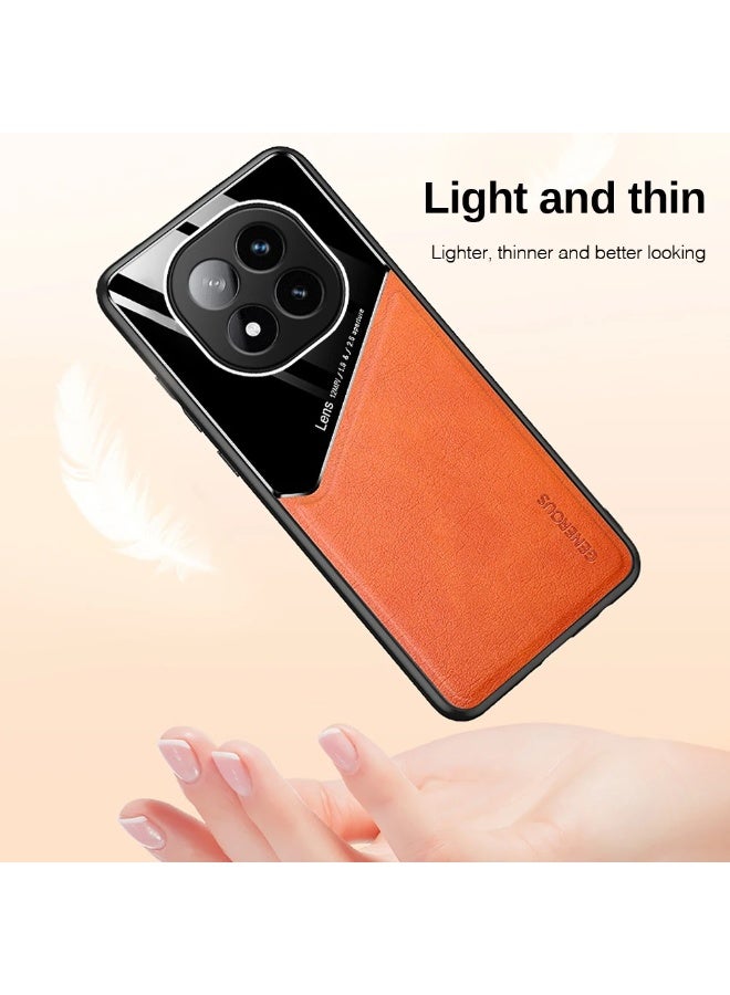 جراب متوافق مع هاتف Xiaomi Redmi Note 14 Pro 5G، غطاء فاخر من الجلد والزجاج مع حامل مغناطيسي للسيارة، غطاء هاتف بإطار ناعم من السيليكون - أخضر - Image 4