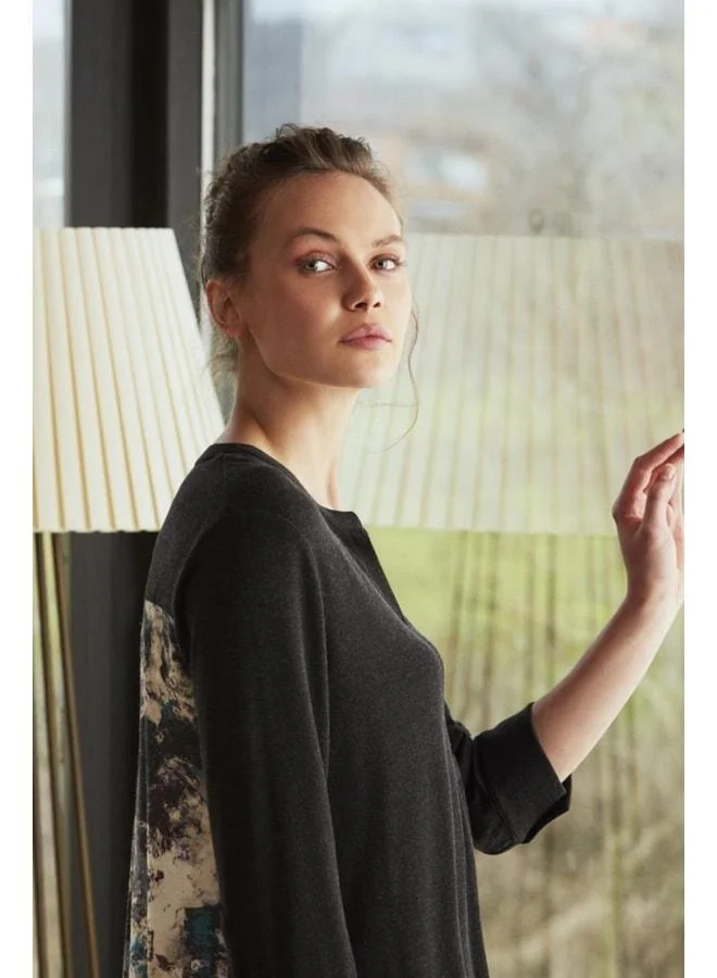 Penye Mood  Black V-Neck Patterned Knit Dress. for Women | Best Price UAE