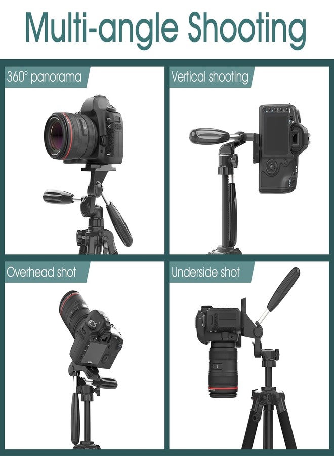 UBeesize 74" Camera Tripod with Phone Holder and Remote, Heavy Duty Tripod Stand with Portable Bag for Phone and Camera, Compatible with DSLR Cameras, Cell Phones, Spotting Scopes and Binoculars - Image 4