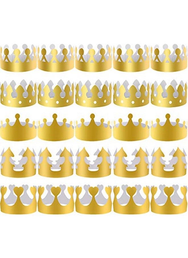 SIQUK 40 Pieces Paper Crowns Golden Party Crown Hats Paper King Crowns For Party And Birthday Celebration  - Image 1