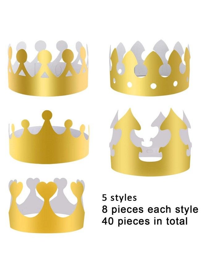 SIQUK 40 Pieces Paper Crowns Golden Party Crown Hats Paper King Crowns For Party And Birthday Celebration  - Image 4