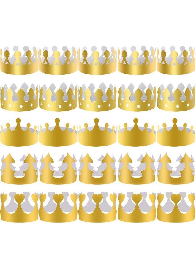 SIQUK 40 Pieces Paper Crowns Golden Party Crown Hats Paper King Crowns For Party And Birthday Celebration  - Image 2