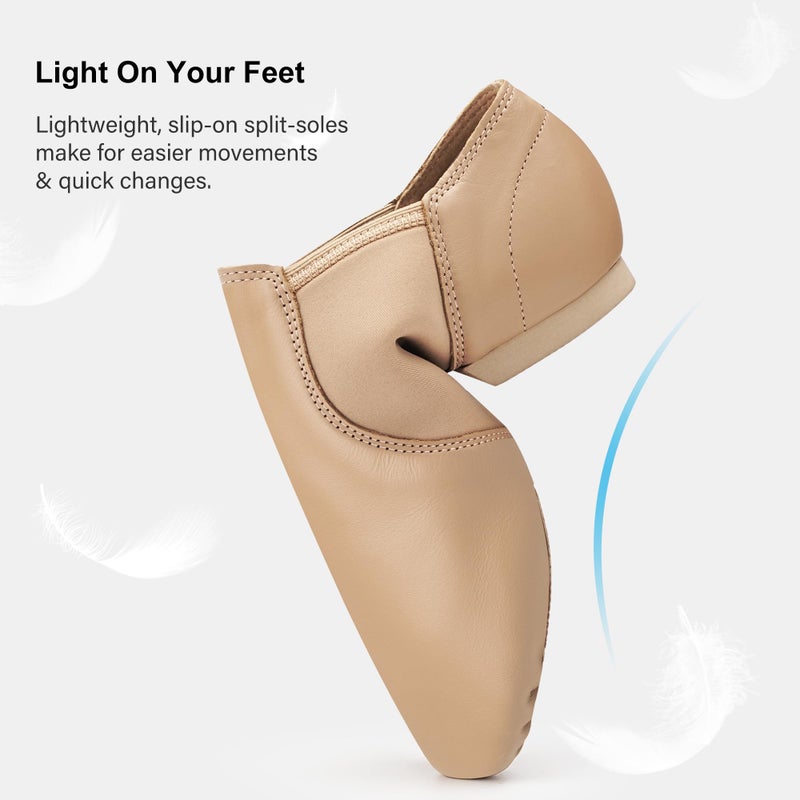 Stelle Jazz Shoes for Women Men Leather Upper Slip-on Dance Shoes Unisexï¼ˆTan,7 - Image 5