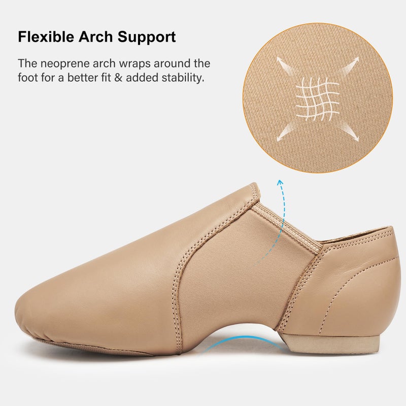 Stelle Jazz Shoes for Women Men Leather Upper Slip-on Dance Shoes Unisexï¼ˆTan,7 - Image 3
