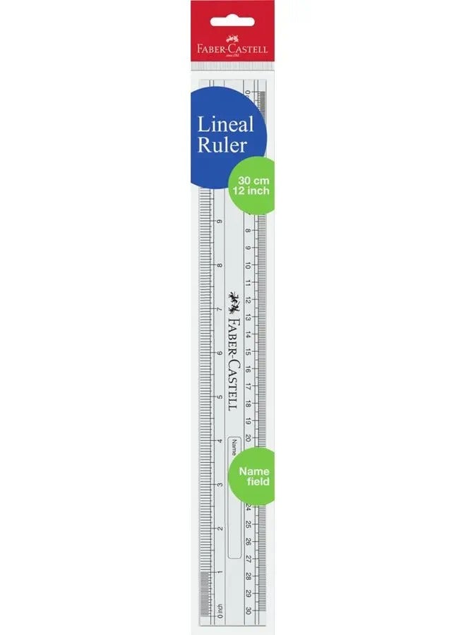 FABER-CASTELL Plastic Slim Clear Ruler 30cm Length - Image 1