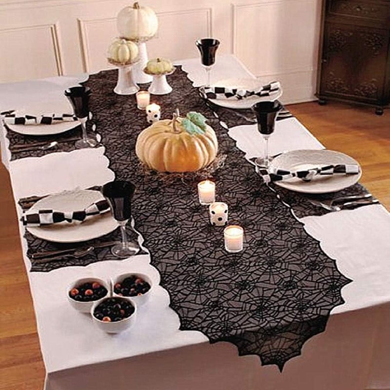 EBOHR Halloween Table Runner with Spider Web Lace Festival Table Runner Halloween Table Decoration for Parties & Gatherings, 100% Polyester, 18 X 72 Inch - Image 5