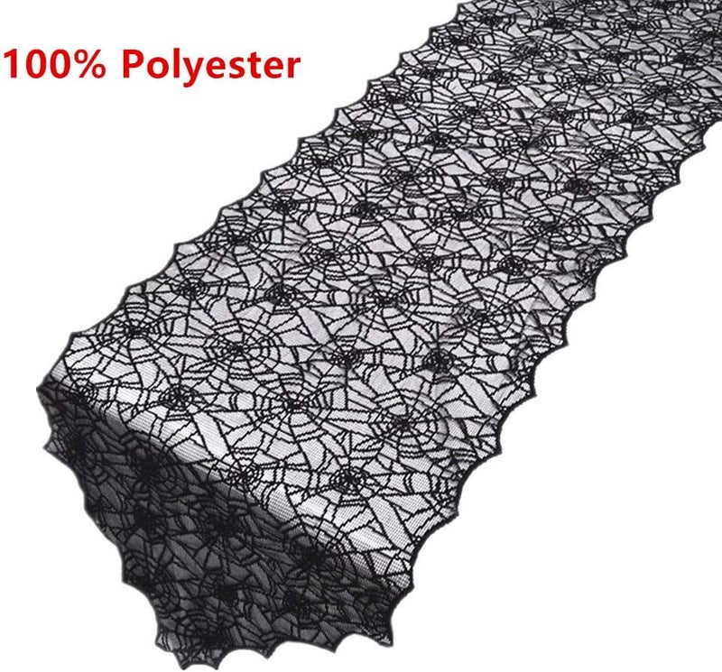 EBOHR Halloween Table Runner with Spider Web Lace Festival Table Runner Halloween Table Decoration for Parties & Gatherings, 100% Polyester, 18 X 72 Inch - Image 2
