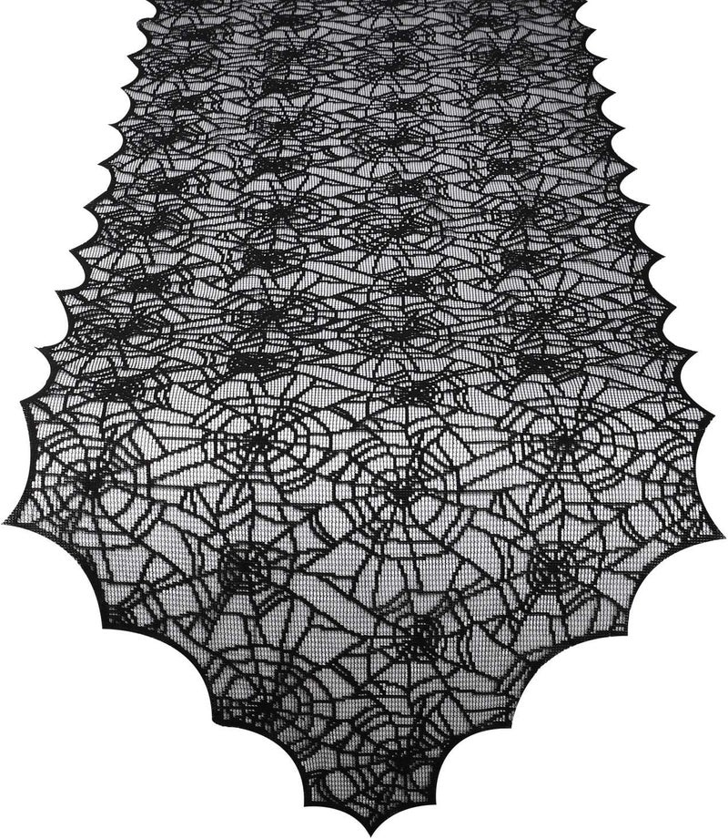EBOHR Halloween Table Runner with Spider Web Lace Festival Table Runner Halloween Table Decoration for Parties & Gatherings, 100% Polyester, 18 X 72 Inch - Image 1