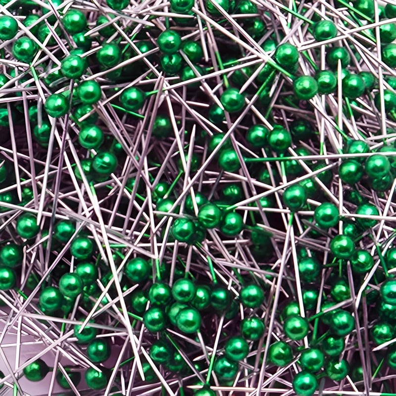Wetco 800 Pcs Sewing Pins, 1.5 in Round Pearl Heads Pins, Pearlized Pins, Pearl Push Pins, Dressmaker Pins, Quilting Pins for Fabric, Craft and Sewing Project, Weddings Corsage Florists (Green) - Image 1