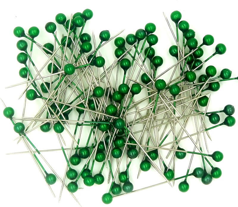 Wetco 800 Pcs Sewing Pins, 1.5 in Round Pearl Heads Pins, Pearlized Pins, Pearl Push Pins, Dressmaker Pins, Quilting Pins for Fabric, Craft and Sewing Project, Weddings Corsage Florists (Green) - Image 2