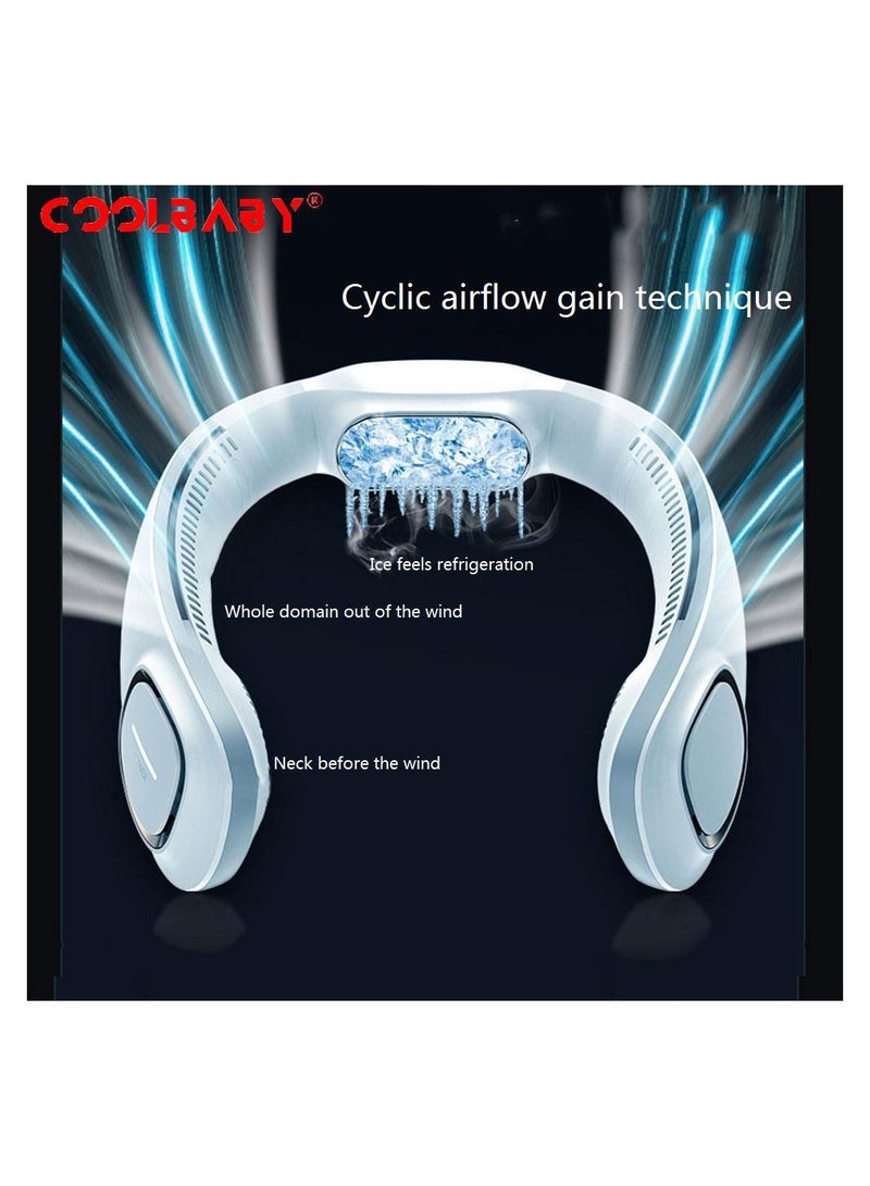 Cool Baby COOLBABY Refrigeration Neck Fan Student Outdoor Portable Fan,Bladeless Turbine Air Conditioning Fan - Image 5