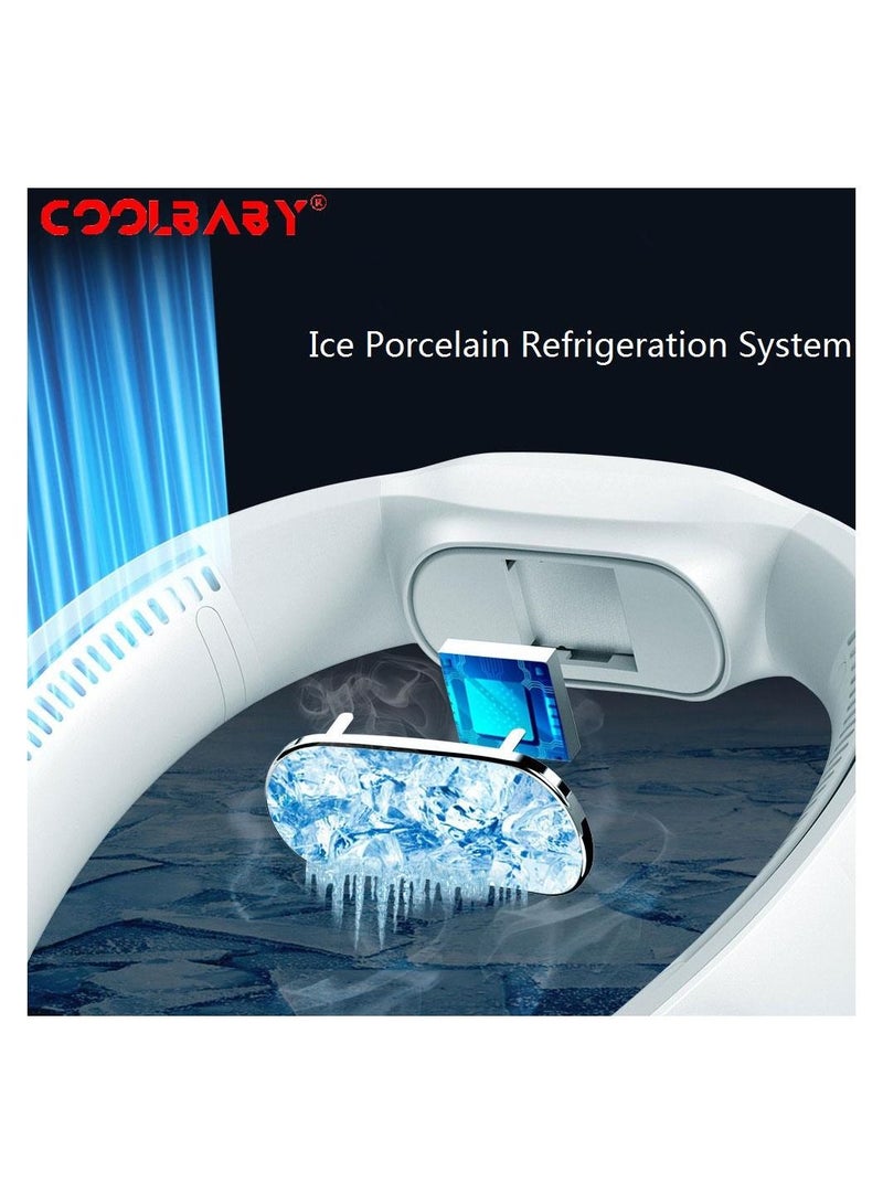 Cool Baby COOLBABY Refrigeration Neck Fan Student Outdoor Portable Fan,Bladeless Turbine Air Conditioning Fan - Image 2