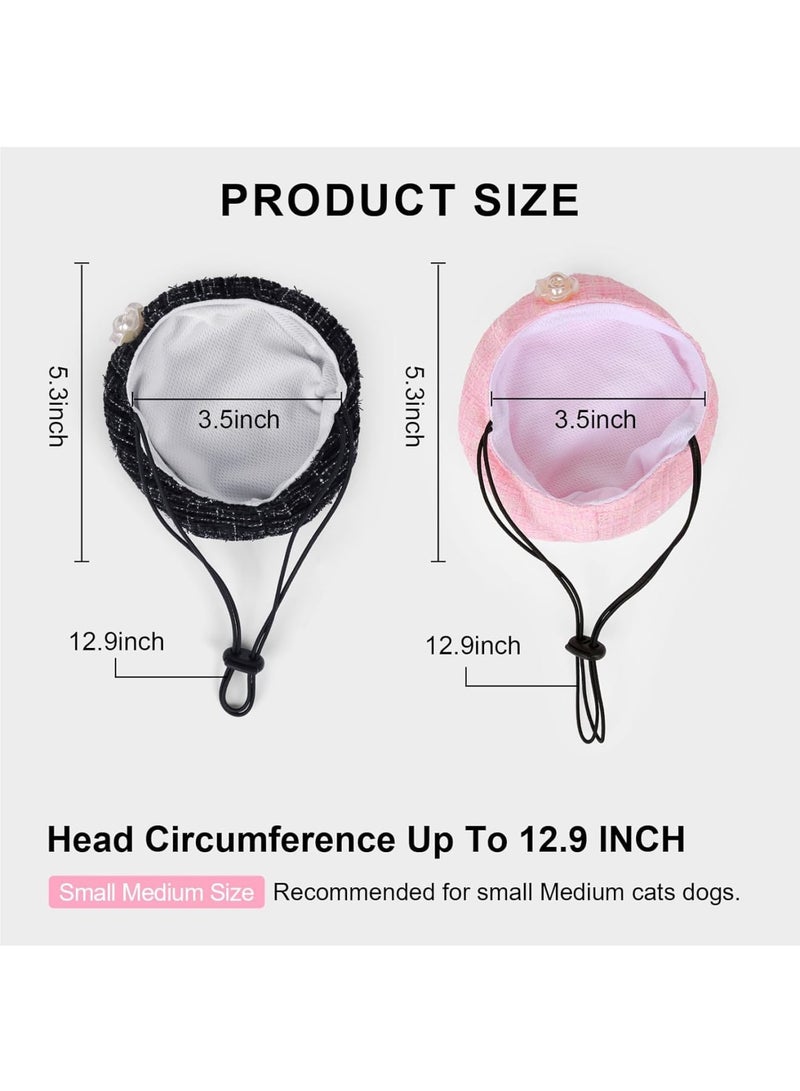 SYOSI Cat Beret Hat with Camellia Flower, Adjustable Pet Bow Tie & Bandana Scarf Set, Cute Kitty Princess Costume for Halloween, Christmas, Birthday Parties, Cat & Dog Festival Apparel (Pink Bow) - Image 5