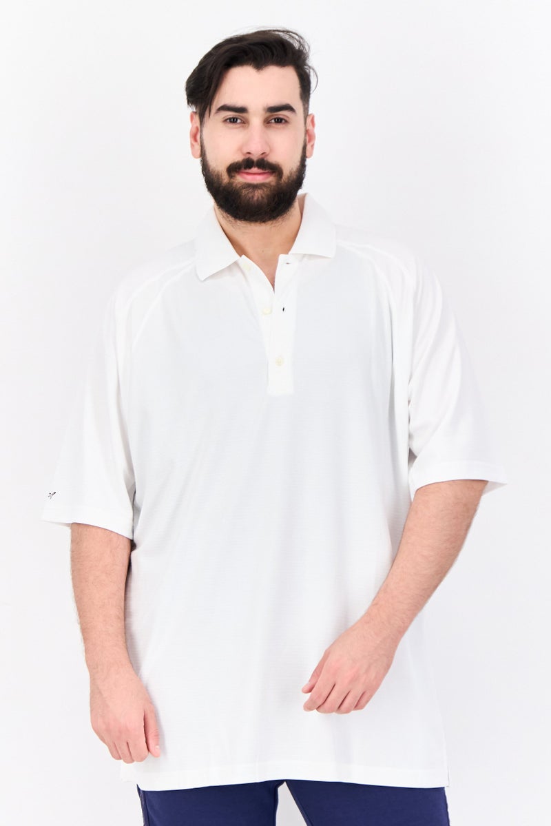 Greg Norman Men Sportswear Fit Solid Short Sleeves Outdoor Polo, White - Image 1