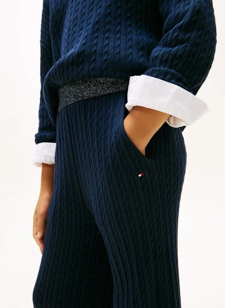 Tommy Hilfiger Dark Night Navy Youth Mini Cable Sweater Pant for Women | Best Price UAE