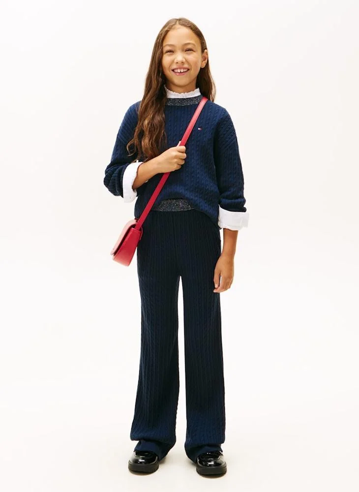 Tommy Hilfiger Dark Night Navy Youth Mini Cable Sweater Pant for Women | Best Price UAE
