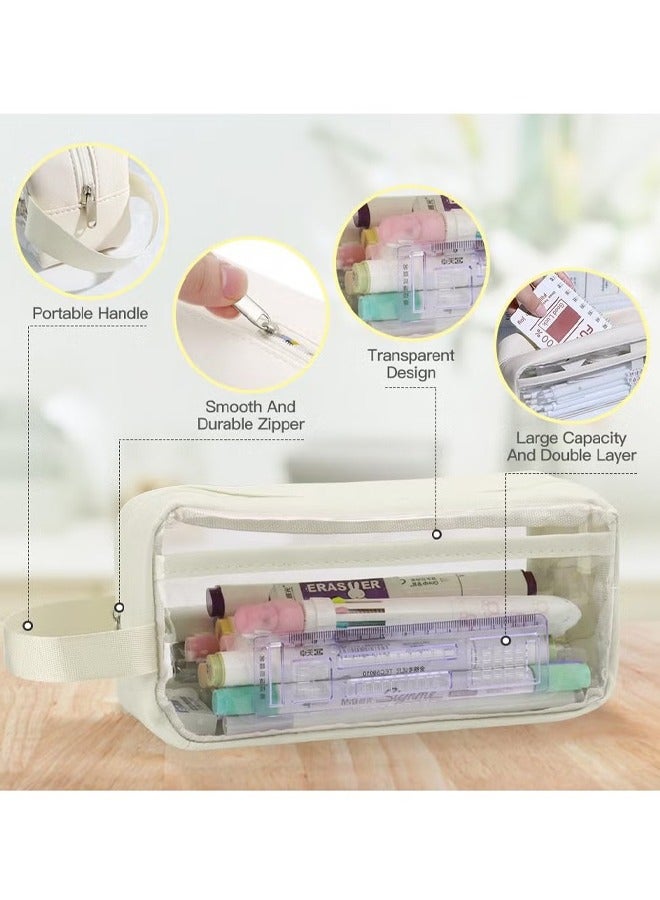 روكاوات مقلمة ذات سعة كبيرة، حقيبة أقلام رصاص شفافة متعددة الوظائف بسحاب، حقيبة قرطاسية بسيطة، مقلمة جميلة مناسبة للمراهقين في المدارس والبنات والأولاد والمكاتب والبالغين - Image 2