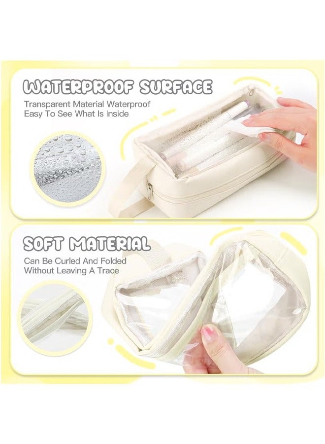 روكاوات مقلمة ذات سعة كبيرة، حقيبة أقلام رصاص شفافة متعددة الوظائف بسحاب، حقيبة قرطاسية بسيطة، مقلمة جميلة مناسبة للمراهقين في المدارس والبنات والأولاد والمكاتب والبالغين - Image 3