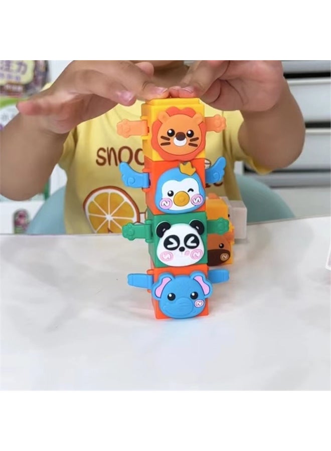 Pressing Stacking Music Cute Cartoon Animals Stacking High Interesting Deformation And Building Blocks Children's Educational Early Education Toys-Color:White Rabbit-Specifications:Standard - Image 4