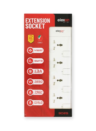 Elexon ESMA approved Universal Extension Socket with 4 Way Plug 5 meter, Power Cord / Extension for Home, Office (EL 902S) - pzsku/Z40DD4DEDE8A684F3316EZ/45/_/1682430806/fee5a65f-d056-4984-974d-740f3a648eed