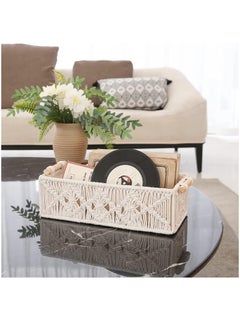 Arabest Storage Baskets Boho Decor Box Handmade Woven Decorative Countertop Toilet Tank Shelf Cabinet Organizer for Bedroom Nursery Livingroom Home, Set of 2 (Ivory)  - Image 3