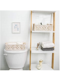 Arabest Storage Baskets Boho Decor Box Handmade Woven Decorative Countertop Toilet Tank Shelf Cabinet Organizer for Bedroom Nursery Livingroom Home, Set of 2 (Ivory)  - Image 4
