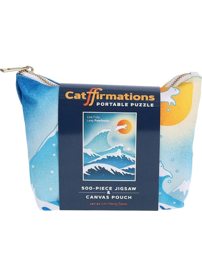 Chronicle Books Catffirmations Portable Puzzle: 500-Piece Jigsaw & Canvas Pouch  - Image 2