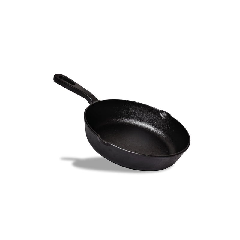 EMBASSY Cast Iron Skillet/Frying Pan, 8 Inches, Pre-Seasoned Cookware Made in India - Image 1