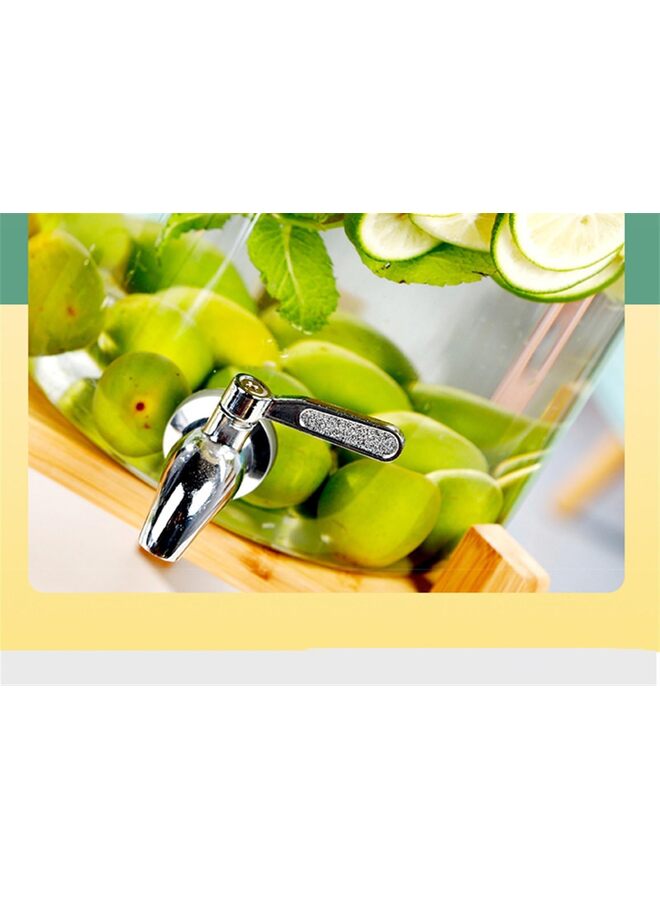 موزع مشروبات، موزع مشروبات زجاجي مع حامل، موزع مشروبات للحفلات، موزع مشروبات مع حامل، حامل خشبي، موزع مشروبات مثلجة أو ساخنة سعة 5 لتر؟ 7.9×7.9×12.6 بوصة - Image 2