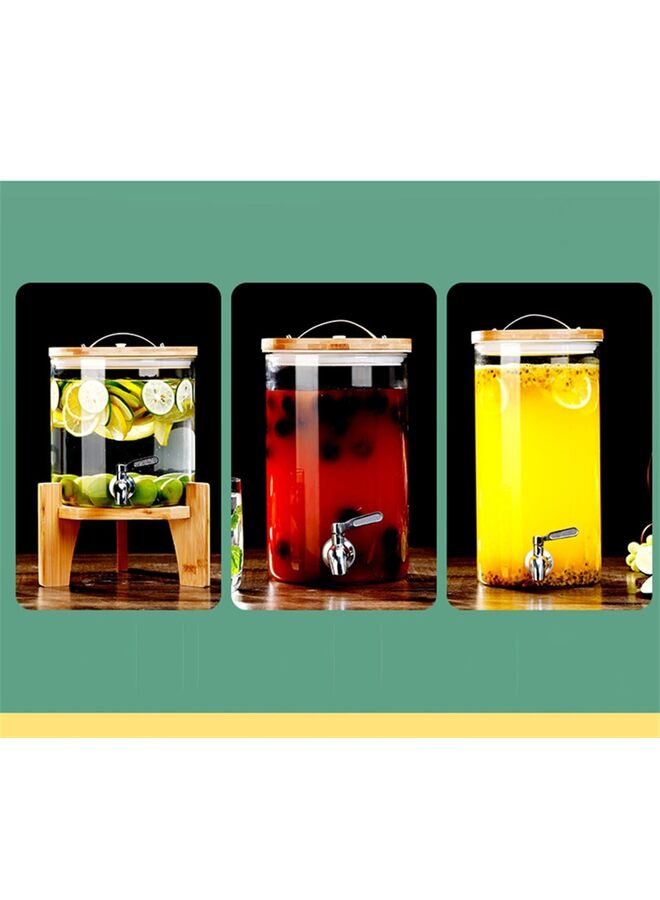 موزع مشروبات، موزع مشروبات زجاجي مع حامل، موزع مشروبات للحفلات، موزع مشروبات مع حامل، حامل خشبي، موزع مشروبات مثلجة أو ساخنة سعة 5 لتر؟ 7.9×7.9×12.6 بوصة - Image 4