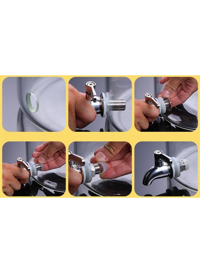 موزع مشروبات، موزع مشروبات زجاجي مع حامل، موزع مشروبات للحفلات، موزع مشروبات مع حامل، حامل خشبي، موزع مشروبات مثلجة أو ساخنة سعة 5 لتر؟ 7.9×7.9×12.6 بوصة - Image 5