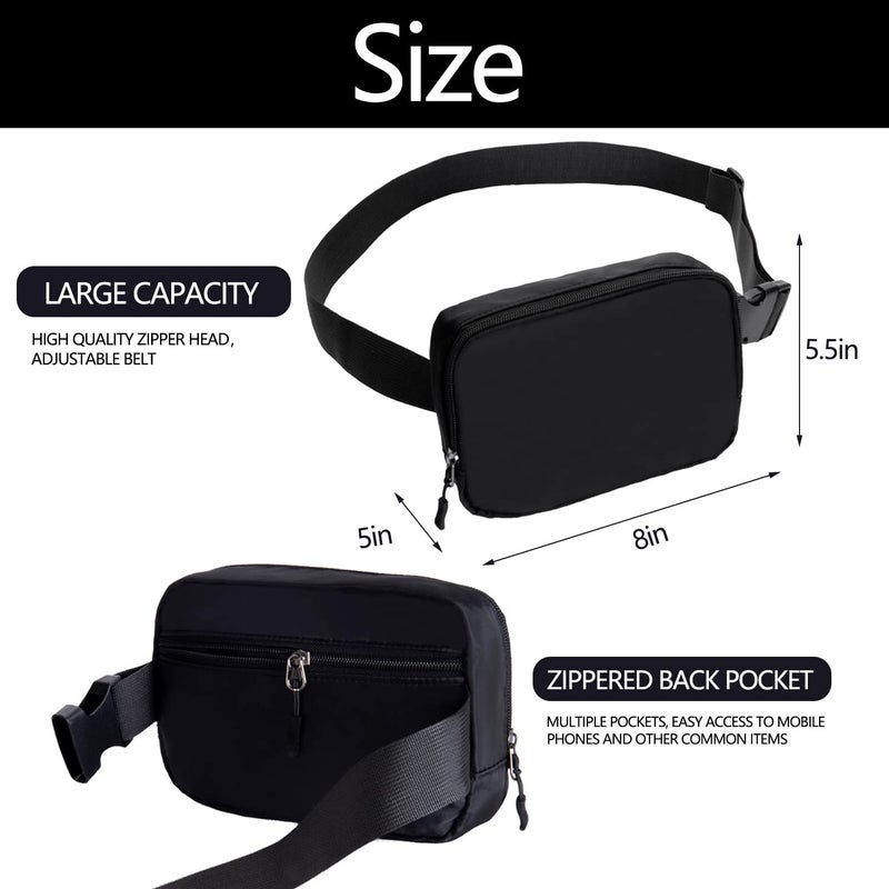 WITROMAN Belt Bag for Women, Black, Large, Everywhere Belt Bag Fanny Pack Crossbody Bags, Waist Packs with 3 Pockets - Image 2