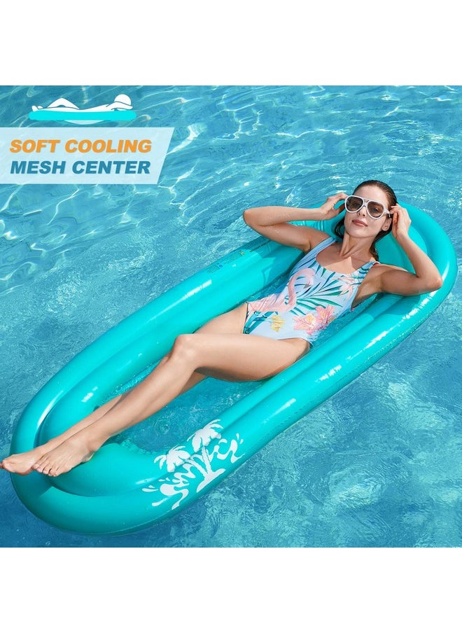 Jasonwell - Inflatable Pool Lounger Float - Pool Float Stable Relaxing Water Hammock Floatie For Swimming Pool Tanning Lounge Floating Pool Party Toy For Adults Kids (Blue W Mesh) - Image 1