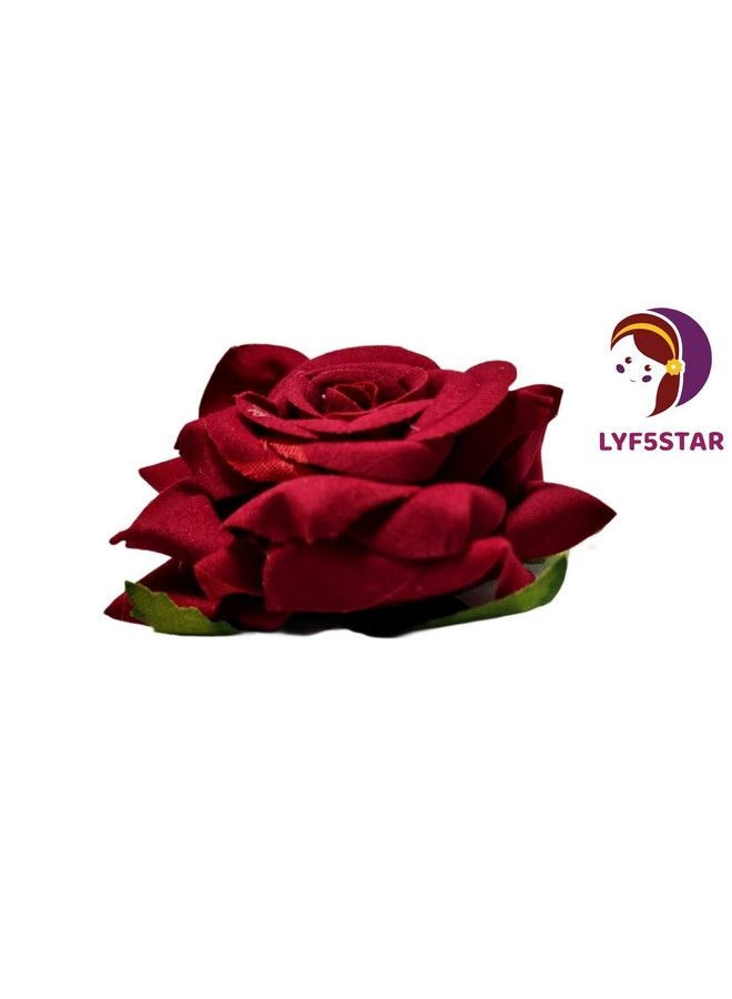 LYF5STAR Handmade Artificial Red Rose Flower Bride Tiktok Hairpin Red Velvet Rose Hairpin For Girls And Women (Pack Of 2) - Image 5