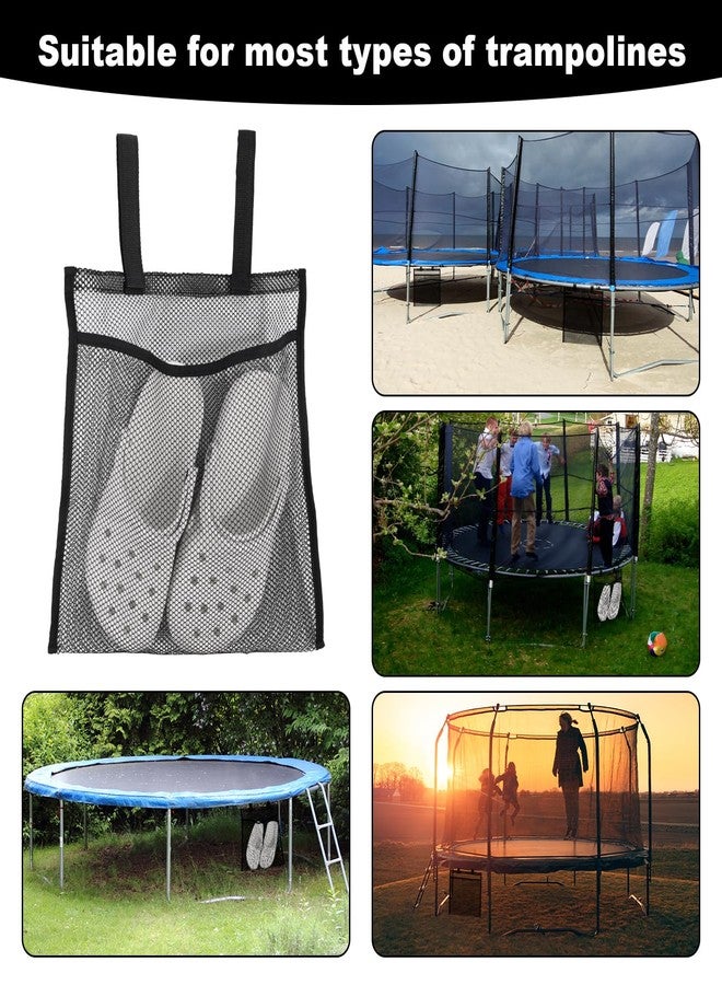 Lyreh 2pcs Trampoline Shoes Bag, Large Mesh Storage Organizer with Adjustable Straps Durable Shoe Holder Pouch for Trampoline Accessories Kids & Adults (Black) - Image 3