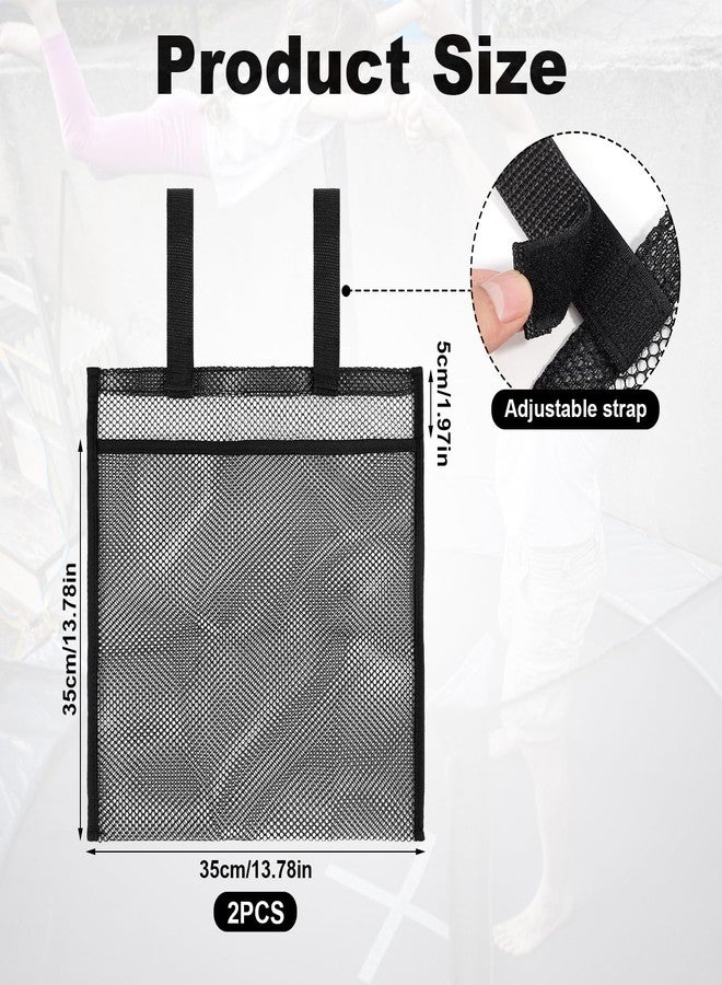 Lyreh 2pcs Trampoline Shoes Bag, Large Mesh Storage Organizer with Adjustable Straps Durable Shoe Holder Pouch for Trampoline Accessories Kids & Adults (Black) - Image 2
