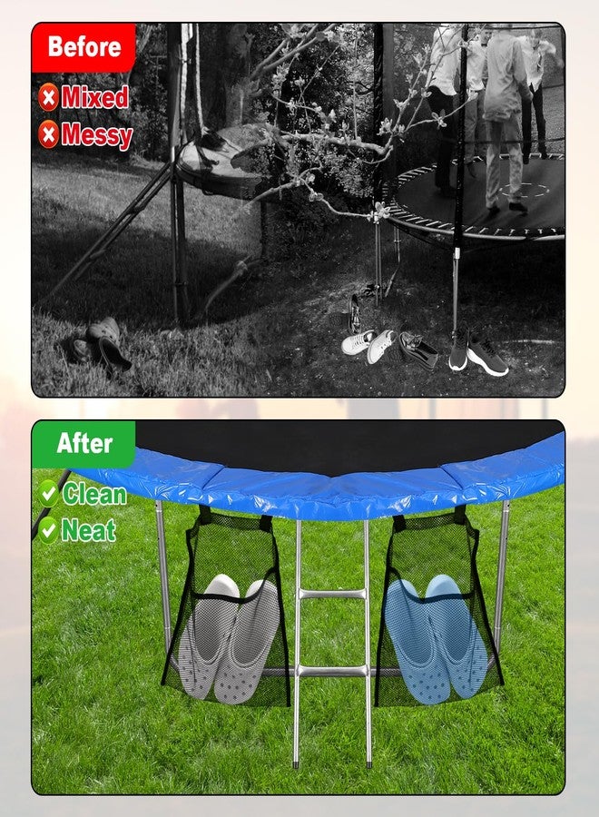 Lyreh 2pcs Trampoline Shoes Bag, Large Mesh Storage Organizer with Adjustable Straps Durable Shoe Holder Pouch for Trampoline Accessories Kids & Adults (Black) - Image 4
