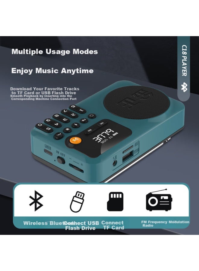 Nintaus C18 Bluetooth Radio, Portable Personal Listening Device For Elderly, Compact Semiconductor Multifunctional Player, Can Insert Card, Rechargeable, Timer Shut-off Function, Voice Recording, Storytelling Machine For Opera And Classical Music - Image 2