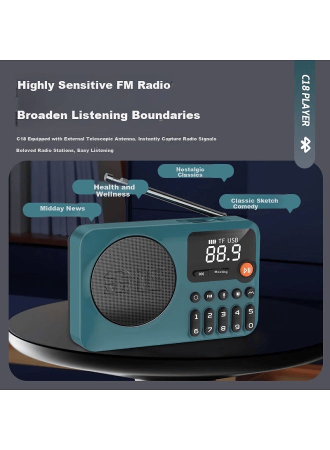 Nintaus C18 Bluetooth Radio, Portable Personal Listening Device For Elderly, Compact Semiconductor Multifunctional Player, Can Insert Card, Rechargeable, Timer Shut-off Function, Voice Recording, Storytelling Machine For Opera And Classical Music - Image 1