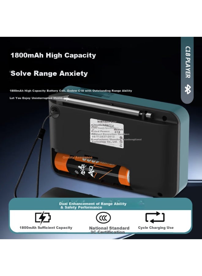 Nintaus C18 Bluetooth Radio, Portable Personal Listening Device For Elderly, Compact Semiconductor Multifunctional Player, Can Insert Card, Rechargeable, Timer Shut-off Function, Voice Recording, Storytelling Machine For Opera And Classical Music - Image 3
